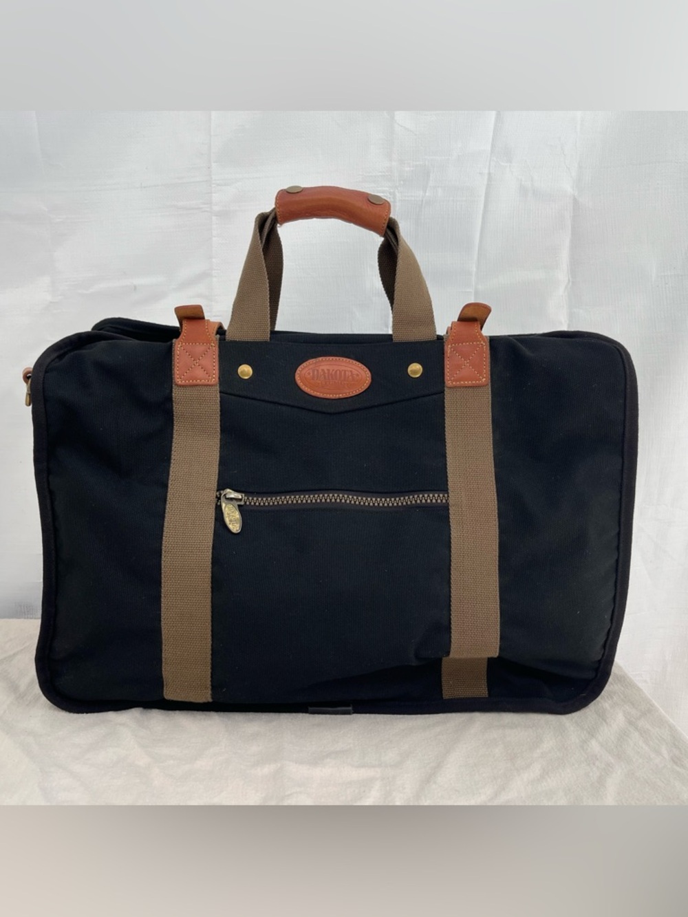 DAKOTA TUMI Black Canvas Leather Duffle Bag